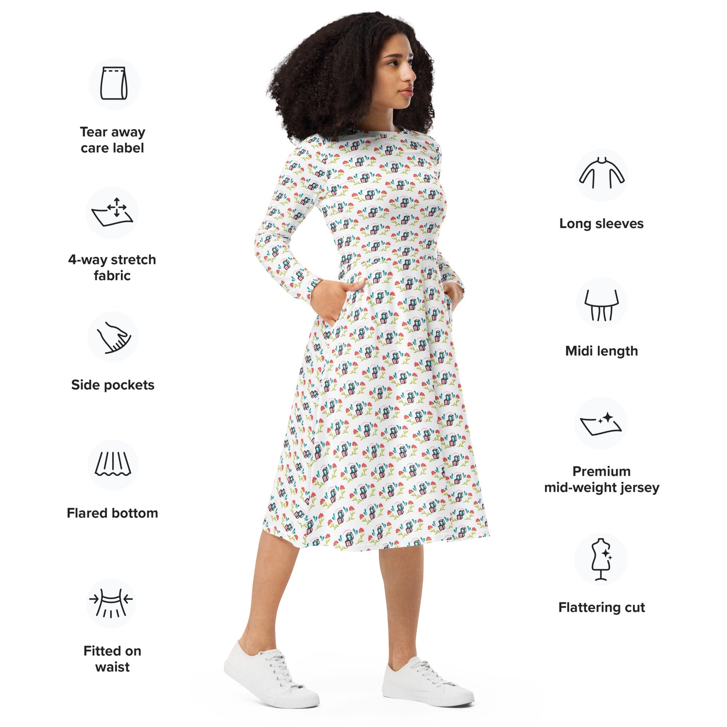 Head Start Summer Bloom All-over print long sleeve midi dress