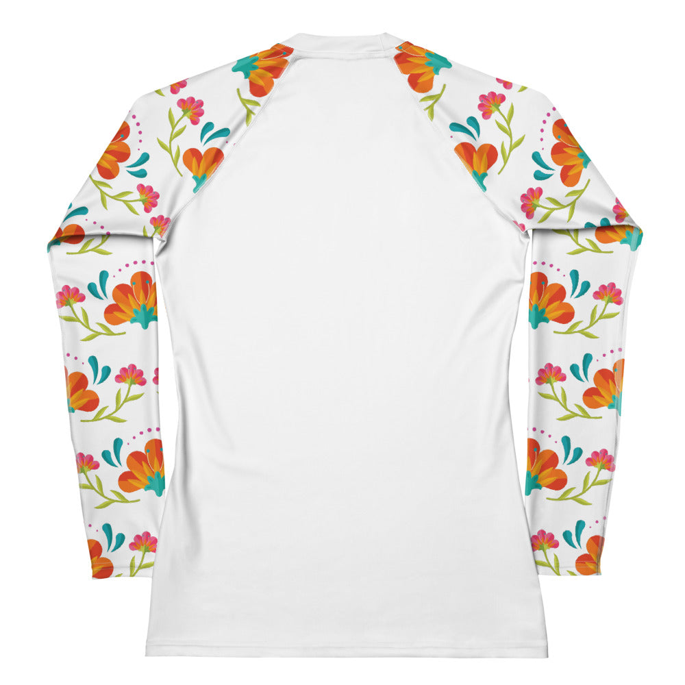 Head Start Summer Bloom Women's Rash Guard - White