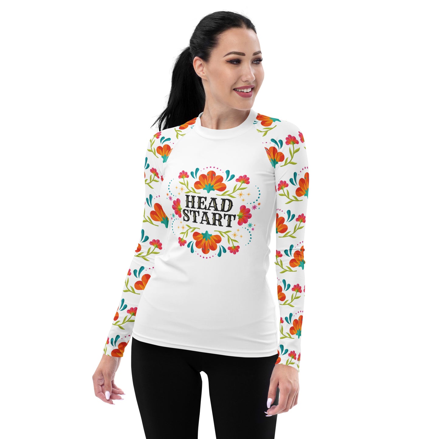 Head Start Summer Bloom Women's Rash Guard - White
