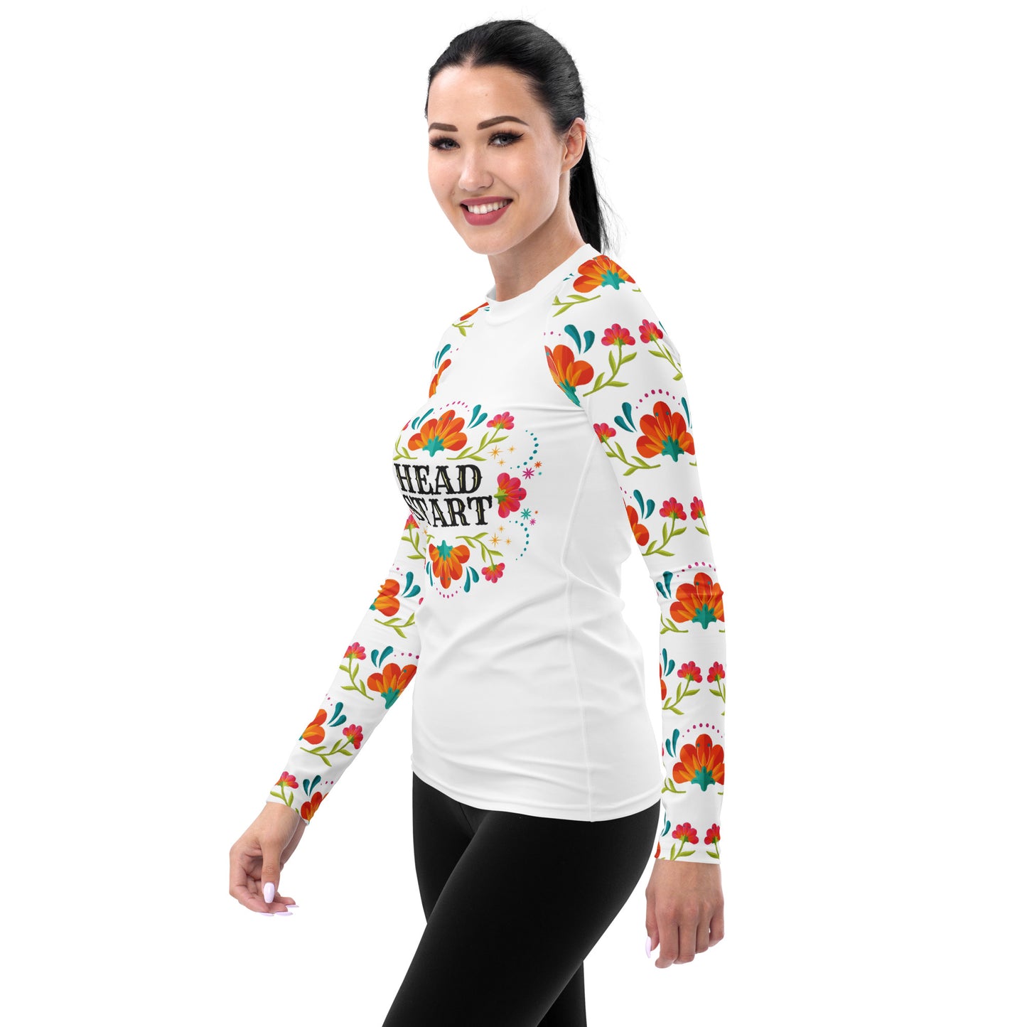 Head Start Summer Bloom Women's Rash Guard - White