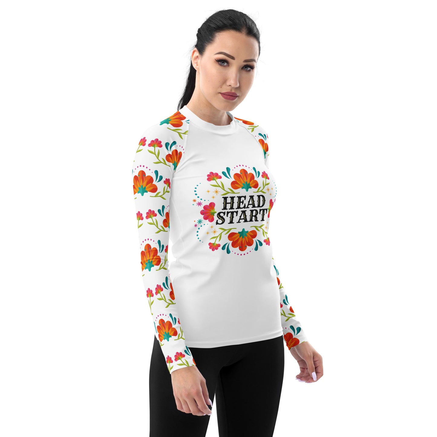 Head Start Summer Bloom Women's Rash Guard - White