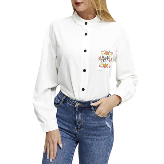 Head Start Summer Bloom Long Sleeve Button Up Casual Shirt Top