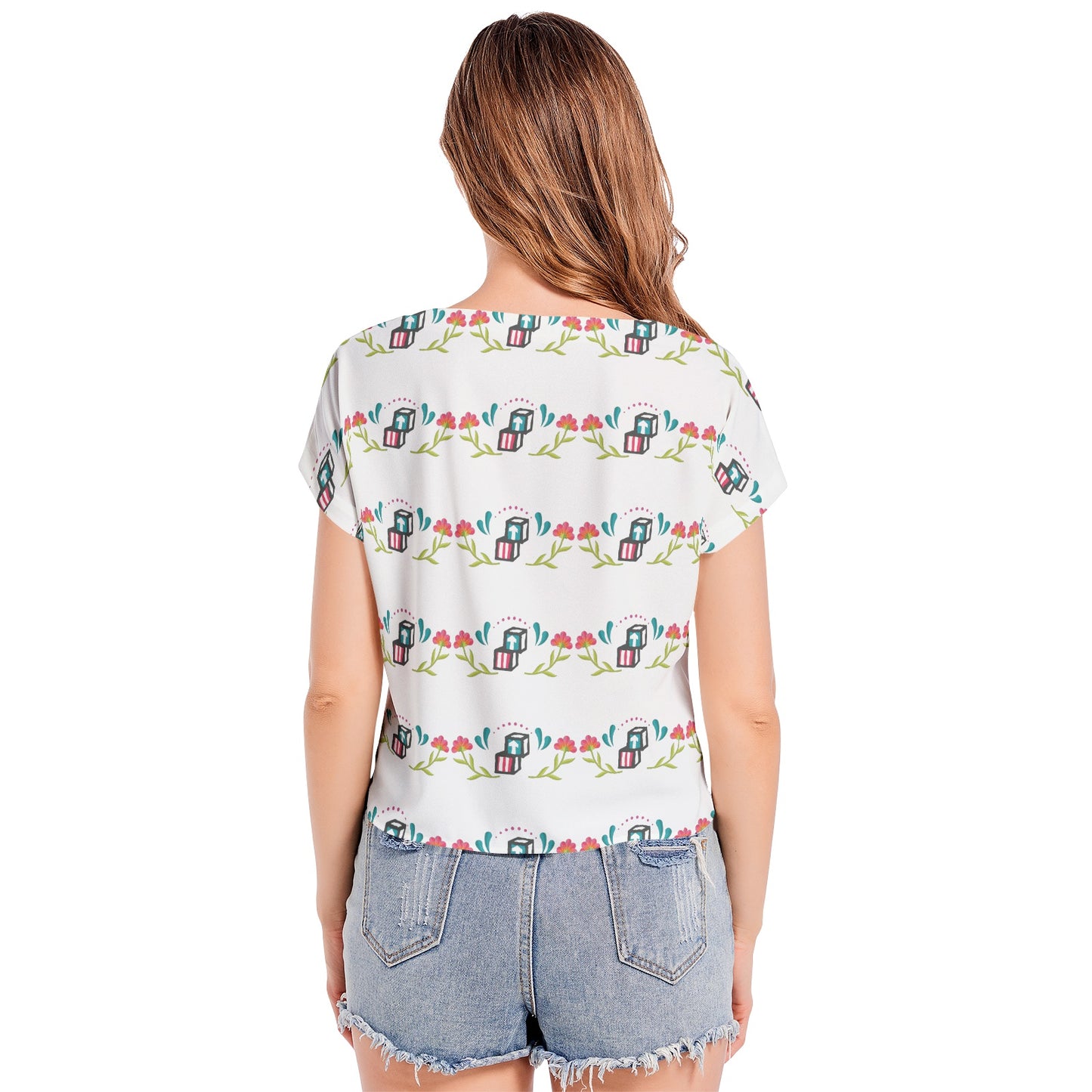 Head Start Summer Bloom Batwing Sleeve V-Neck Top